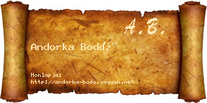 Andorka Bodó névjegykártya